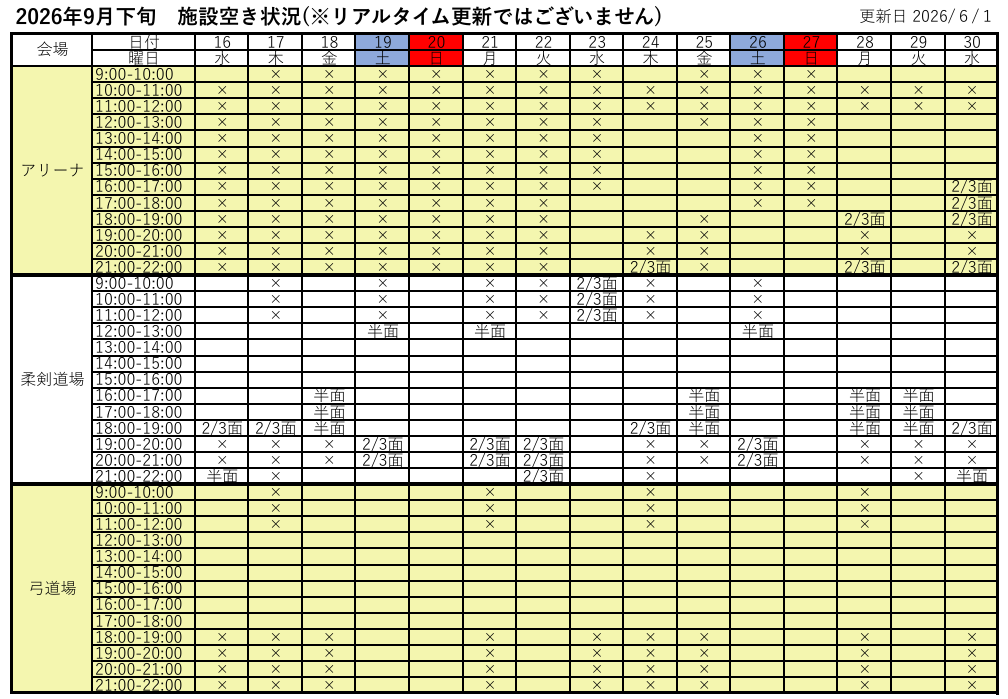 施設の空き状況